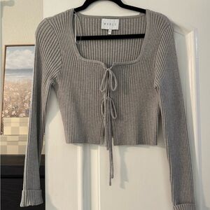 MARBLE Light Gray Ribbed Crop Top